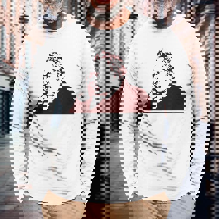 フリードリヒ・ニーチェステンシル 長袖Tシャツ 高齢者への贈り物