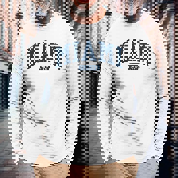 フロリダ州マイアミ Fl カレッジ大学スタイル ネイビー 長袖Tシャツ 高齢者への贈り物