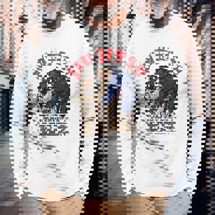 ブラジリアン柔術 Bjj クマのように訓練する 長袖tシャツ 長袖Tシャツ 高齢者への贈り物