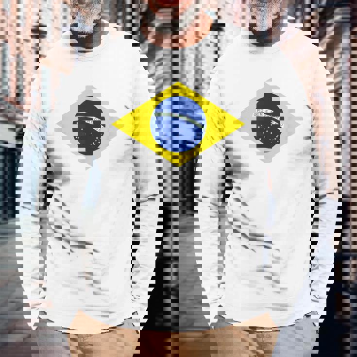 ブラジルの国旗ブラジル 長袖Tシャツ 高齢者への贈り物