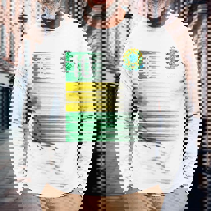 ブラジル国旗 10番 ブラジル サッカー メンズ レディース ボーイズ ガールズ キッズ 長袖Tシャツ 高齢者への贈り物