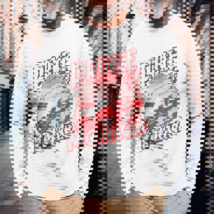 プリンス・オブ・モナコ 16 ミニマリスト レーシングの背景 長袖Tシャツ 高齢者への贈り物