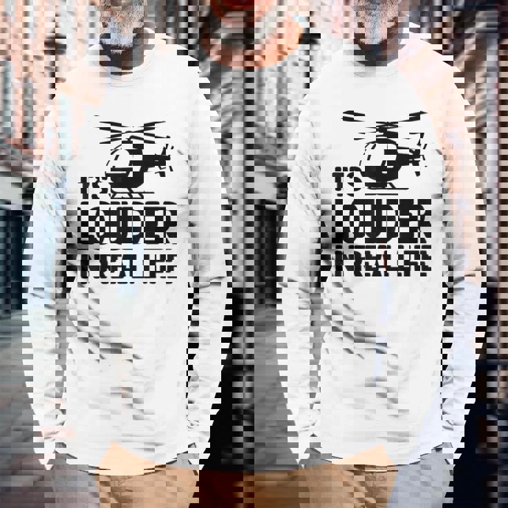 ヘリコプター 空中乗組員 実生活ではより大きな音色 長袖Tシャツ 高齢者への贈り物