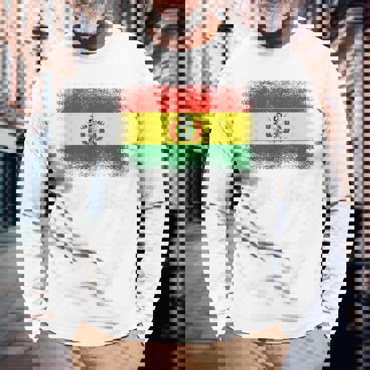 ボリビア国旗ボリビア 長袖Tシャツ 高齢者への贈り物