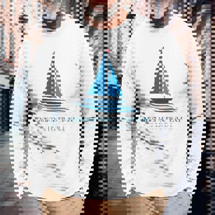 ムーンストーンビーチ カリフォルニア ヨットお土産 長袖Tシャツ 高齢者への贈り物