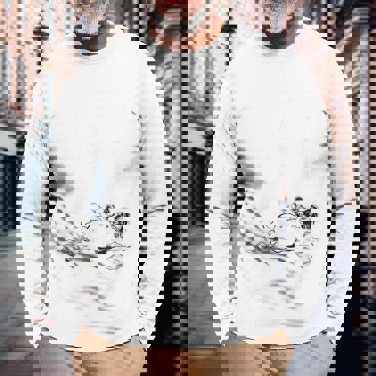 モテるデブ パピヨン グッズ ぽっちゃり 犬 おもしろ 面白い ネタ 笑える 和風 長袖Tシャツ 高齢者への贈り物