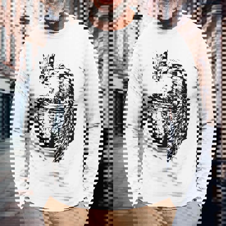 リスちゃん リス シマリス モチーフ げっ歯類 動物 カラフル デザイン 長袖Tシャツ 高齢者への贈り物