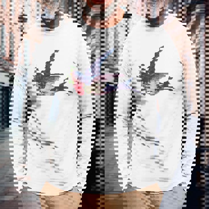 レトロ レディース ヴィンテージ メンズ ツバメ タトゥー デザイン 長袖Tシャツ 高齢者への贈り物