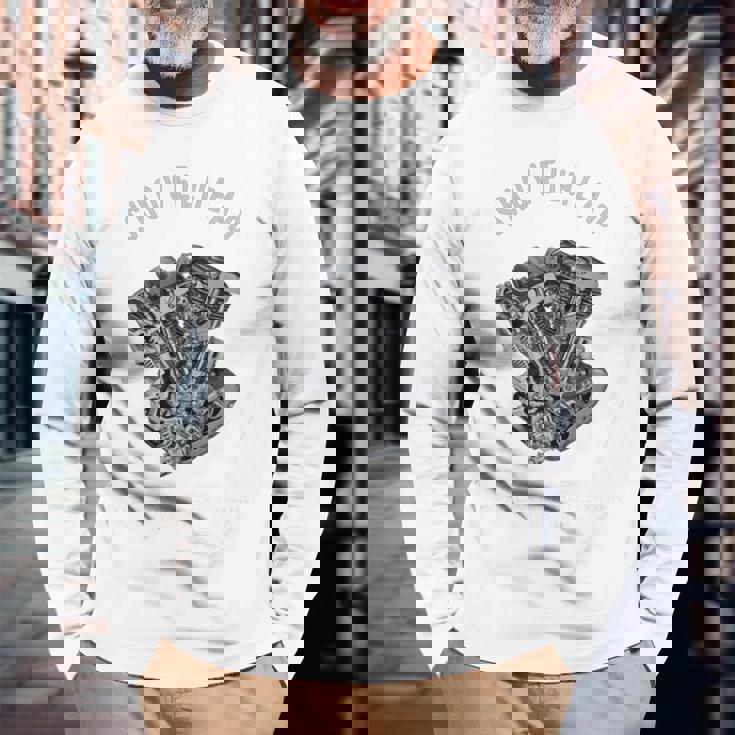 ヴィンテージ Hd オートバイtwin ショベルヘッド エンジン ドローイング バイカー 長袖tシャツ 長袖Tシャツ 高齢者への贈り物