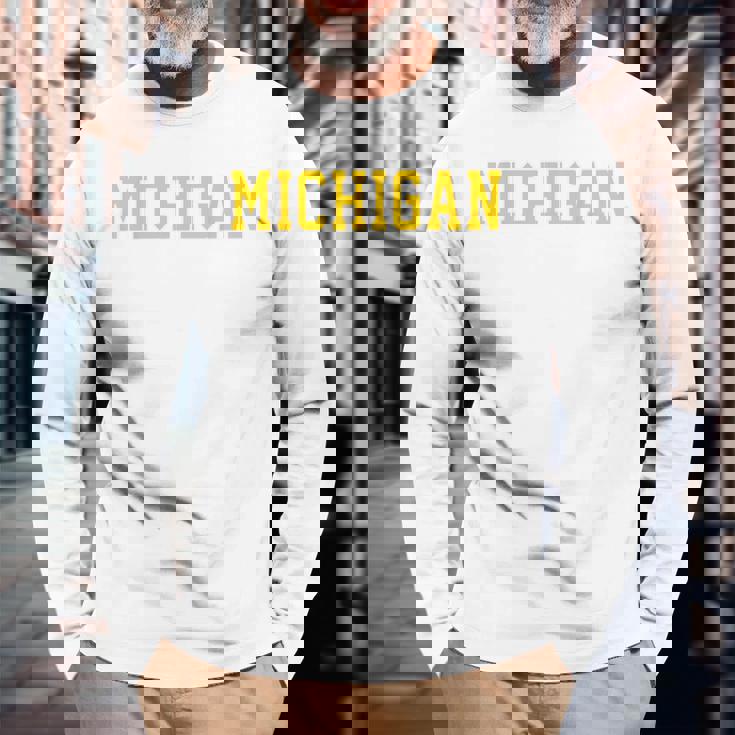 ヴィンテージ ミシガン メンズ ミシガン レディース レトロ ゴールド 長袖Tシャツ 高齢者への贈り物