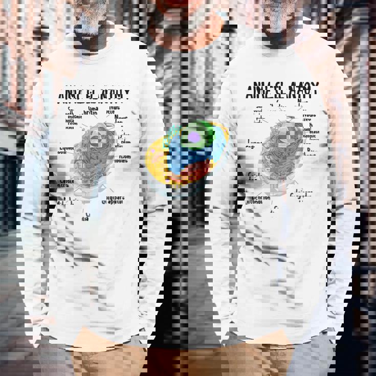 動物細胞の解剖学 生物学者 理科学生 長袖Tシャツ 高齢者への贈り物