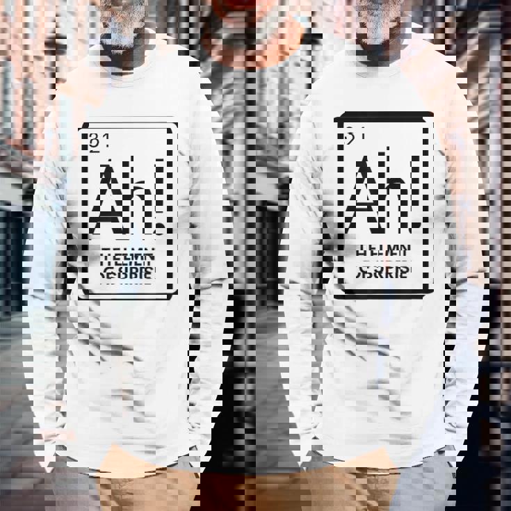 周期表 Ah 驚き元素 化学 科学 駄洒落。 長袖Tシャツ 高齢者への贈り物