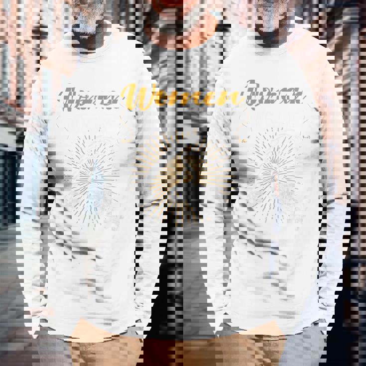 バックプリント 女は私を欲しがる 魚は私を恐れる 長袖tシャツ 長袖Tシャツ 高齢者への贈り物