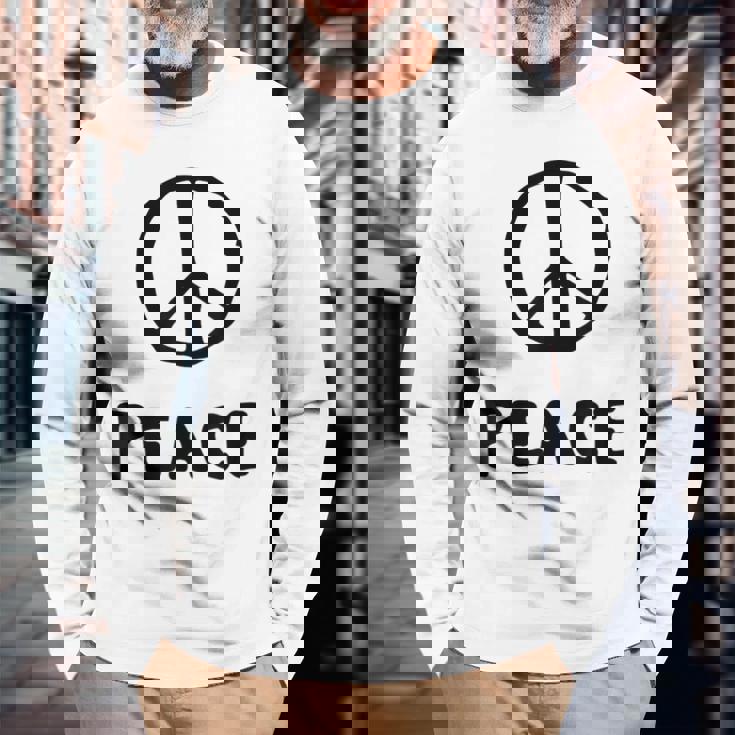 平和の印 平和のシンボル 世界平和 希望 調和 Peaceign World Peaceymbol Hope 長袖Tシャツ 高齢者への贈り物