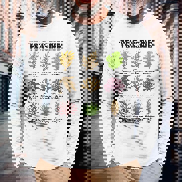 海藻の種類、海藻種チャート、海藻の種類 長袖Tシャツ 高齢者への贈り物