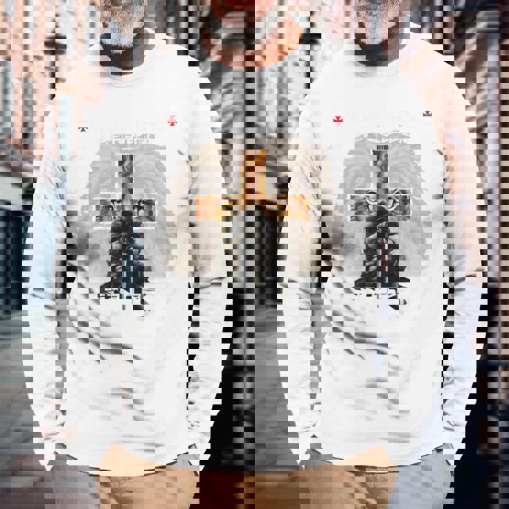 祈り 戦士 ライオン ユダ グラフィック クリスチャン クロスバック プリント 長袖Tシャツ 高齢者への贈り物