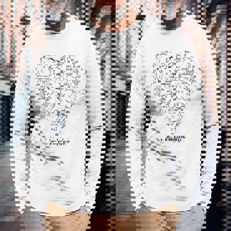 私は物理科学が大好きです数学グラフ数式方程式オタクオタク賢い学生教師 長袖Tシャツ 高齢者への贈り物