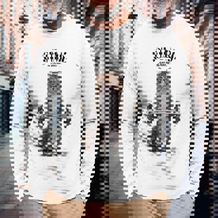 筋トレ ジム やる気がないなら家に帰れ トラ猫 ねこ 長袖Tシャツ 高齢者への贈り物