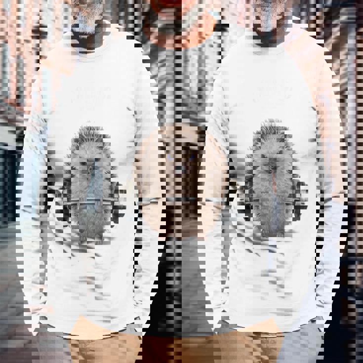 筋トレ ジム やる気がないなら家に帰れ ハリネズミ 長袖Tシャツ 高齢者への贈り物