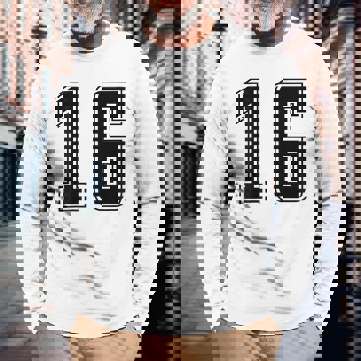 背番号 16 チーム短大スポーツ背番号付きユニフォーム 長袖Tシャツ 高齢者への贈り物