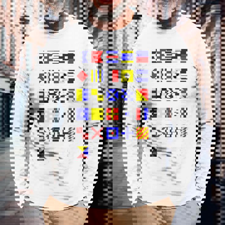 航海信号旗 アルファベット 長袖Tシャツ 高齢者への贈り物