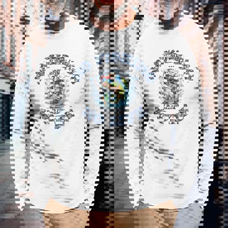 釣り クール バス釣り おもしろ フィッシング ライフ カモフラージュ グラフィック 長袖Tシャツ 高齢者への贈り物