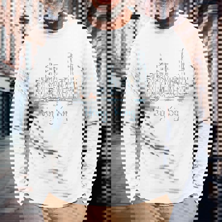 香港旅行 お土産 歴史的都市 ランドマーク ギフト 長袖Tシャツ 高齢者への贈り物