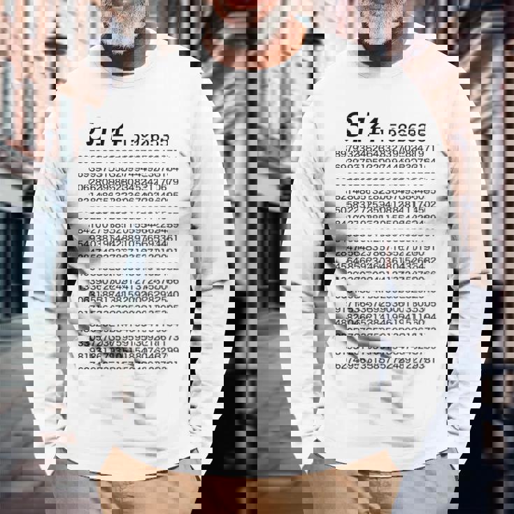 （背中側 バックプリント）314 円周率 パイ《数学》【変なデザイン屋さん】理数系 数字 面白い 長袖tシャツ 長袖Tシャツ 高齢者への贈り物