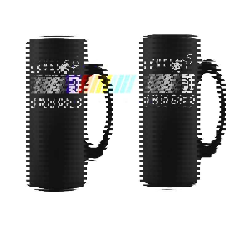 50歳の誕生日 ゲーマーボーイまたはゲーマーガール レベル50 アンロック コーヒーマグ