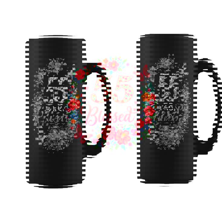 55 Years Blessed 55歳 フローラル 55歳の誕生日プレゼント コーヒーマグ