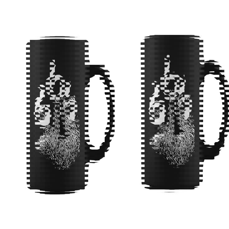 666 野獣のマークにぶら下がっているナマケモノ 面白いサタンシャツ コーヒーマグ