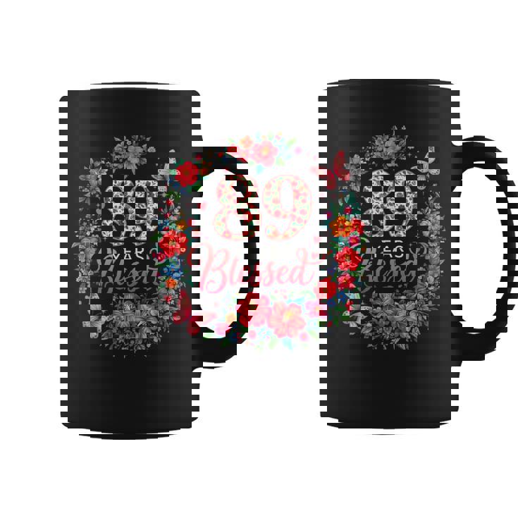 89歳の祝福された89歳のフローラル89歳の誕生日プレゼント コーヒーマグ