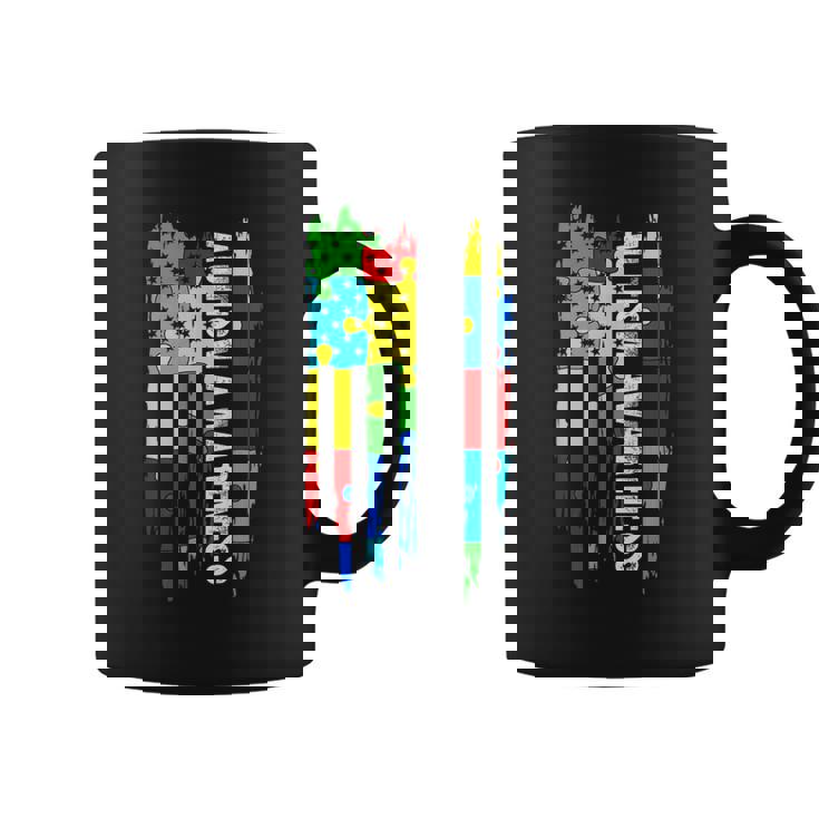 Autism Awareness Mom Dad Usa Flag Coffee Mug