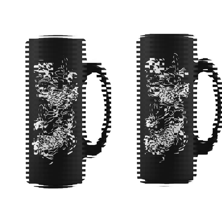 Cadeaux De L'étang Koi Traditionnel Japonais Koi Pond Adulte Noir -Mall Manche Courte Coupe Classique Col En U Traditionnel Japonais Koi Tasse