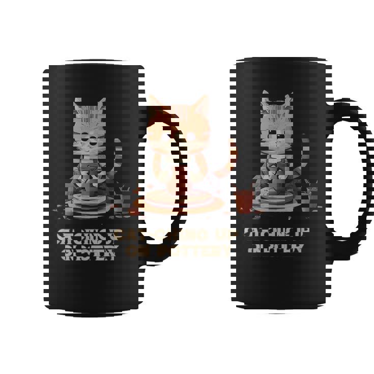 Cat-Ching Up On Pottery 面白い猫好きデザイン コーヒーマグ