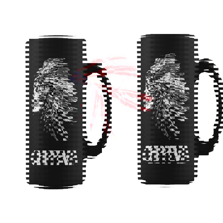 Chippewa ネイティブアメリカン アメリカ国旗 スカルヘッドレス 長袖tシャツ コーヒーマグ