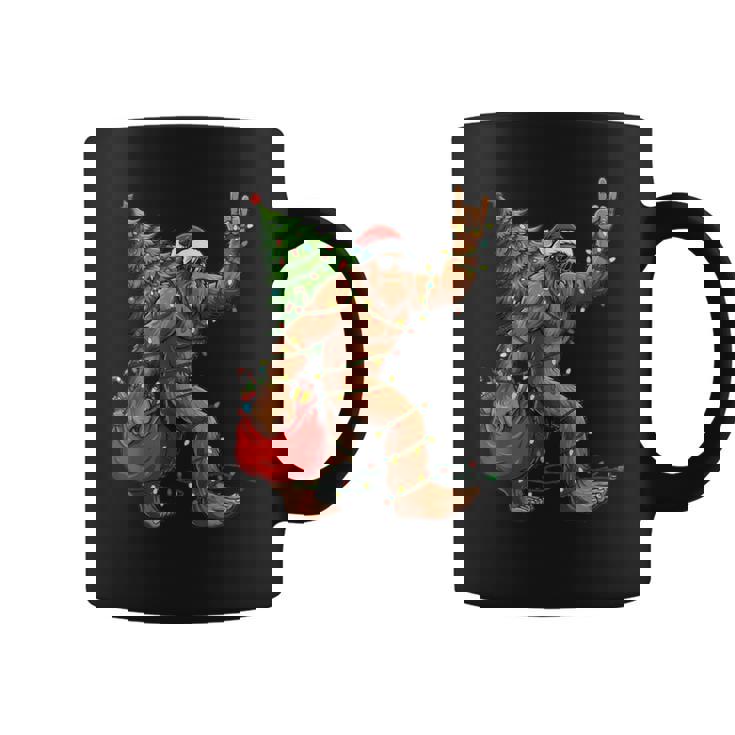 Christmas Tree Xmas Lights Santa Bigfoot Sasquatch Coffee Mug