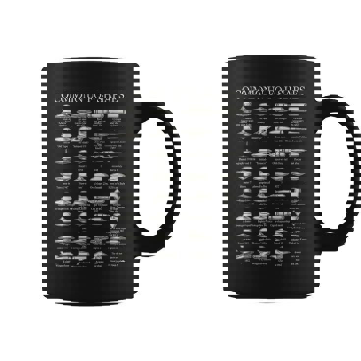 Common UFO Shapes Vintage Chart Alien Flying Saucer Coffee Mug