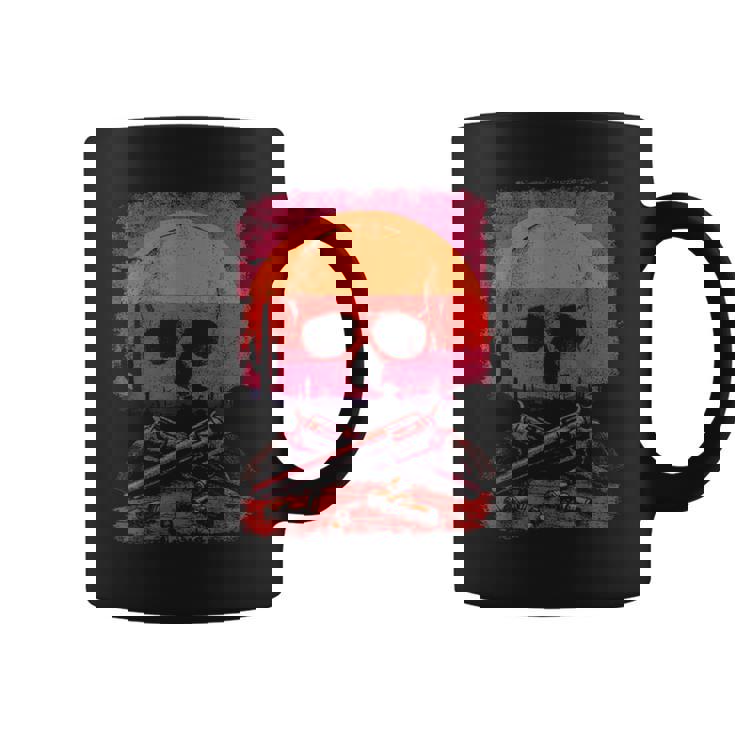 Creepy Skull With Desert Sunset Dark Western Skeleton Gothic Coffee Mug