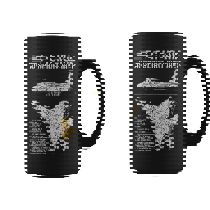 F-15イーグル航空機の設計図ジェット戦闘機データ コーヒーマグ