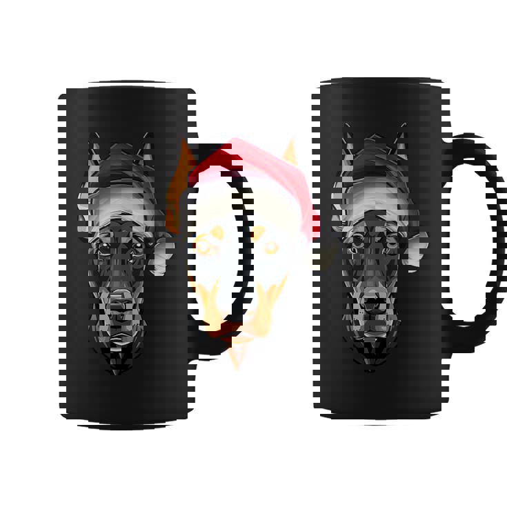 Santa Hat Xmas Pajamas Doberman Pinscher Dog Christmas Coffee Mug