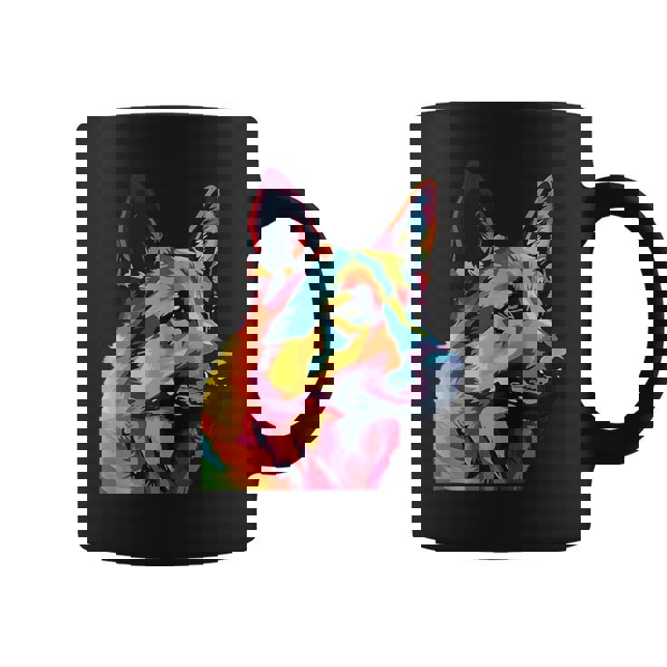 GERMAN SHEPHERD Rainbow Pop Art Retro Paint Splatter Dog Tank Top Coffee Mug