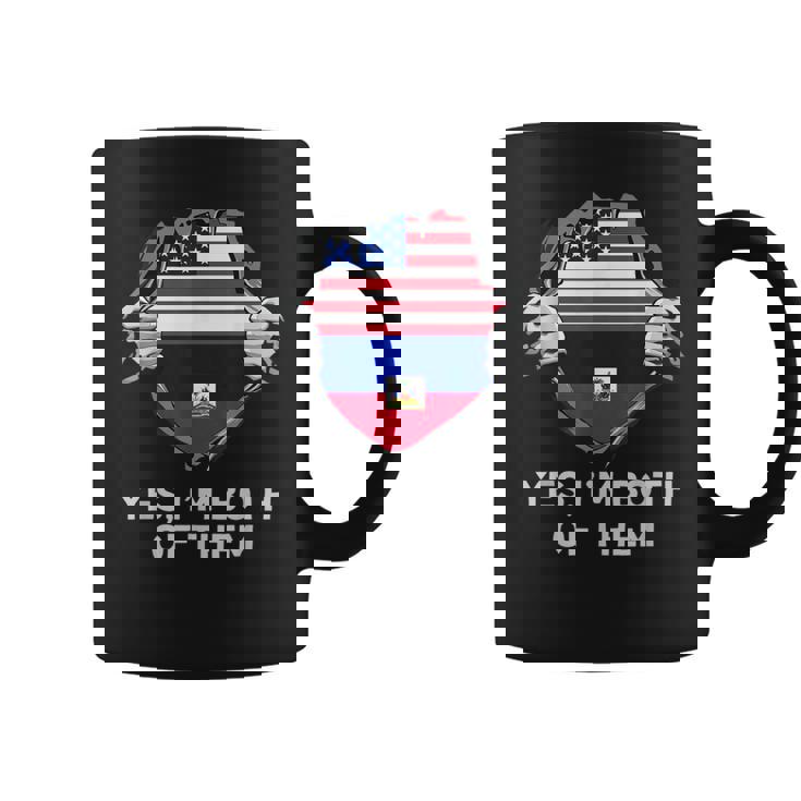 Half American Half Haitian Usa Haiti Flag メンズ レディース コーヒーマグ