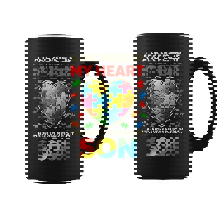 My Heart Has Autism Proud Autism Parent Dad Mom Autism Son Coffee Mug