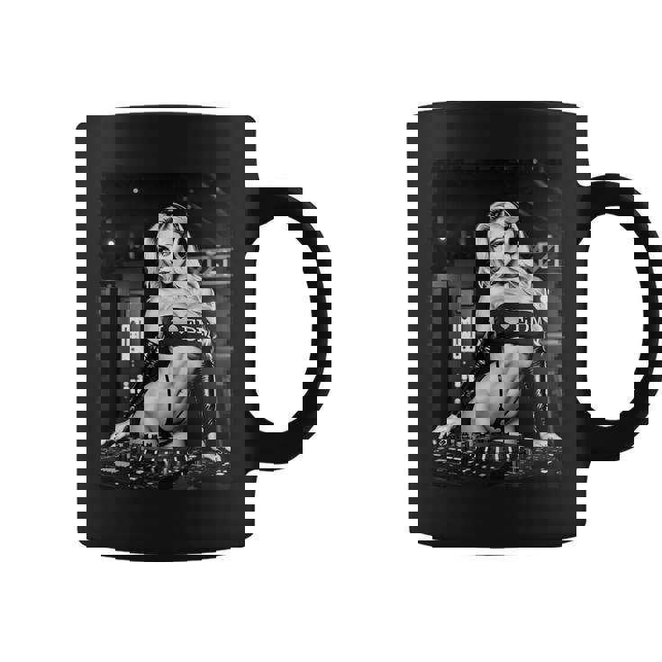 Hot Girl Edm シャツ メンズ セクシー ブロンド Dj レイブ B&W 長袖tシャツ コーヒーマグ