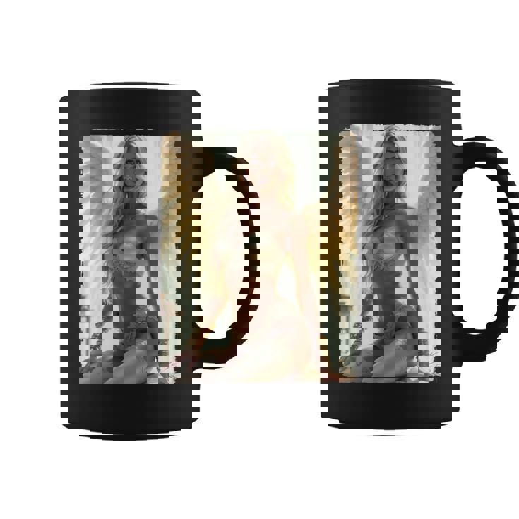 Hot Girl On 男性用 セクシーな天使の座り グランジ 長袖tシャツ コーヒーマグ