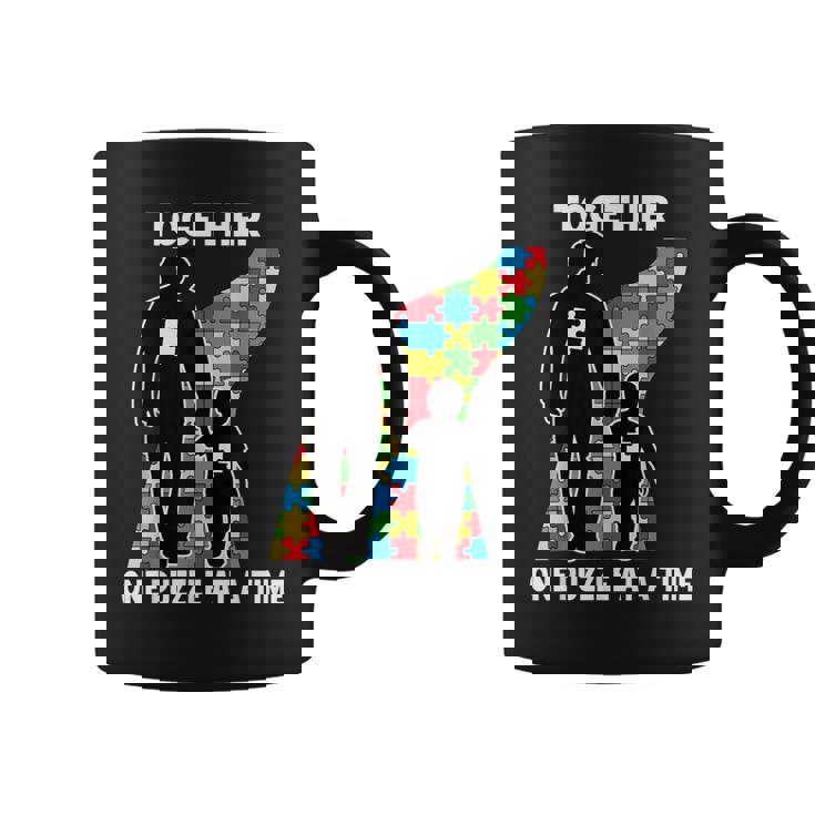 Insieme Orgoglioso Padre Figlio Autistico Ragazzi Autismo Consapevolezza Papà Tazze