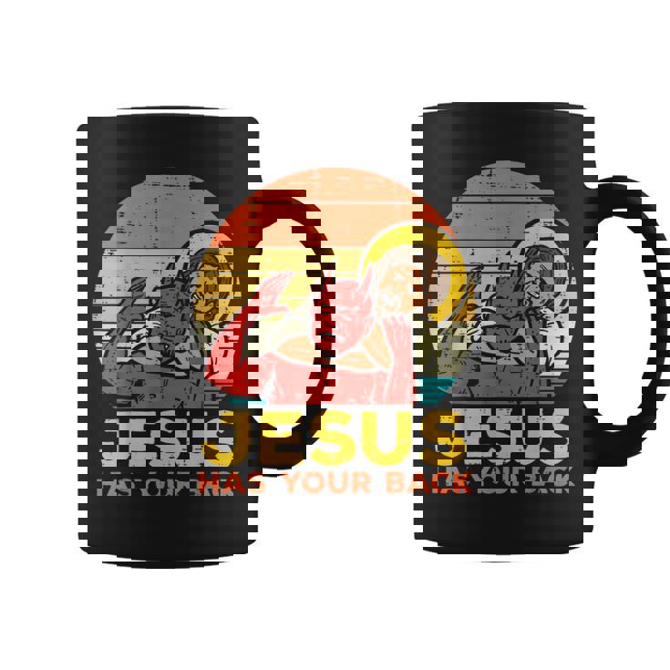 Jesus Has Your Back Jiu Jitsu レトロ クリスチャン メンズ レディース キッズ コーヒーマグ