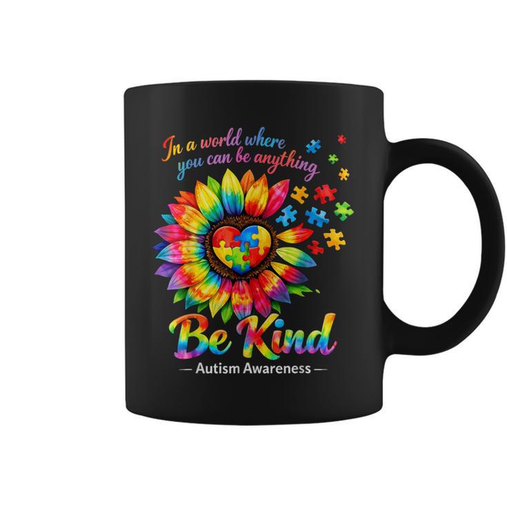 Be Kind Autism Puzzle Colorful Sunflower Autism Awareness Coffee Mug