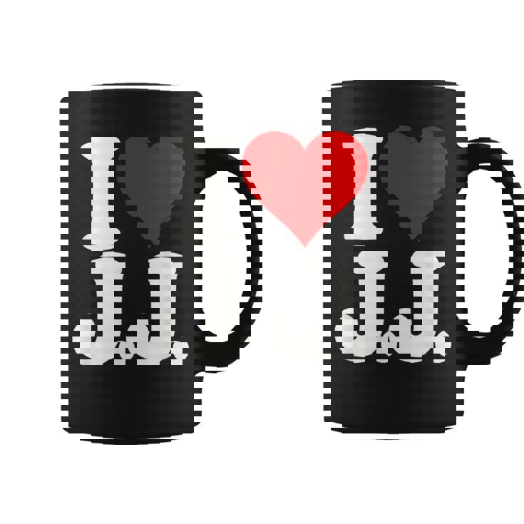 I Love Heart JJ Jj J J イニシャル コーヒーマグ